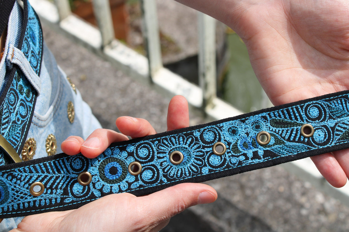 Handbestickter Gürtel "Colca" aus Arequipa Peru - blau