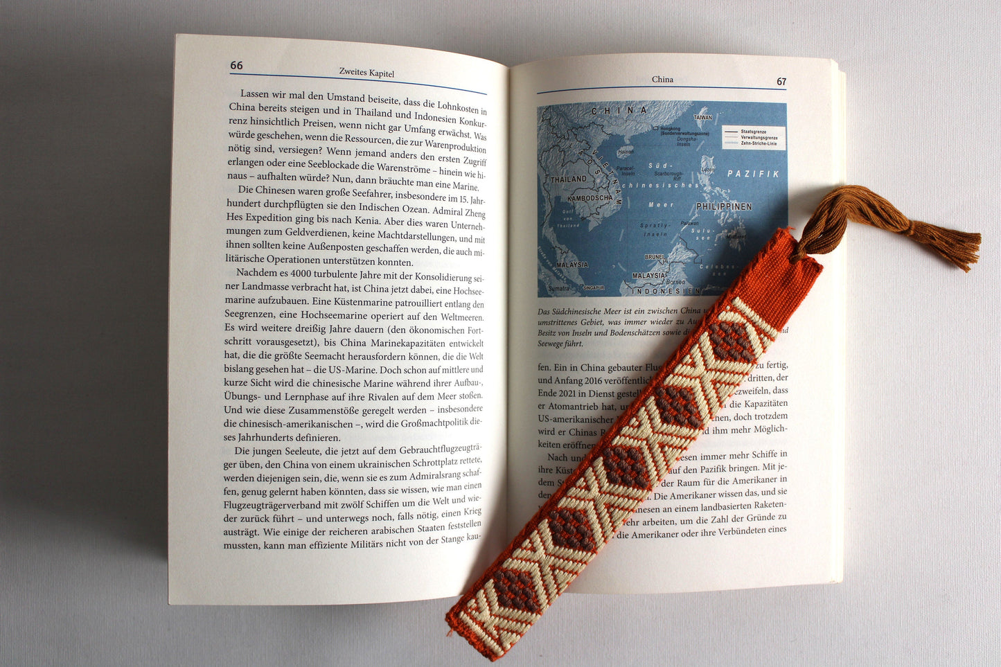 Lesezeichen handgemacht aus Mexiko Bookmark gewebt aus Baumwolle, boho Style mexikanisches Muster Azteken, kleine Weihnachtsgeschenke